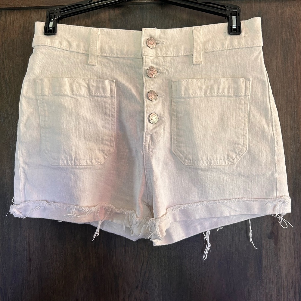Madewell Off-White Jean Shorts with Frayed Hem
